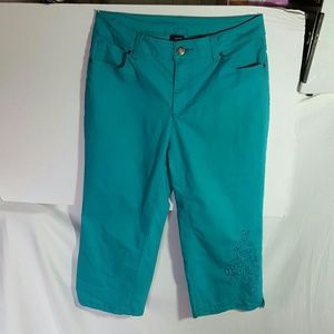 8 teal capris with embroidered design #RA