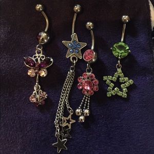4 sexy dangle belly button rings