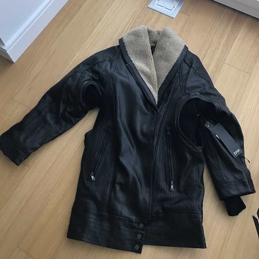 SOLD - Brand new EDUN leather coat - Picture 2 of 6