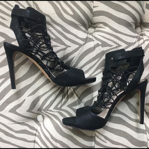 Vince Camuto Black Fossil Cage Heel Sandal Size 9