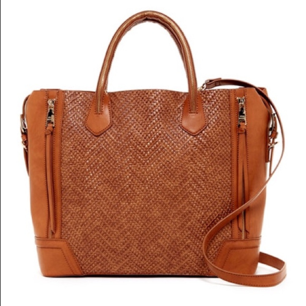BRAND NEW W/TAGS Steve Madden Tan Woven Satchel!