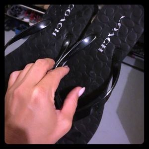 Black Size 7 Coach Flip Flops