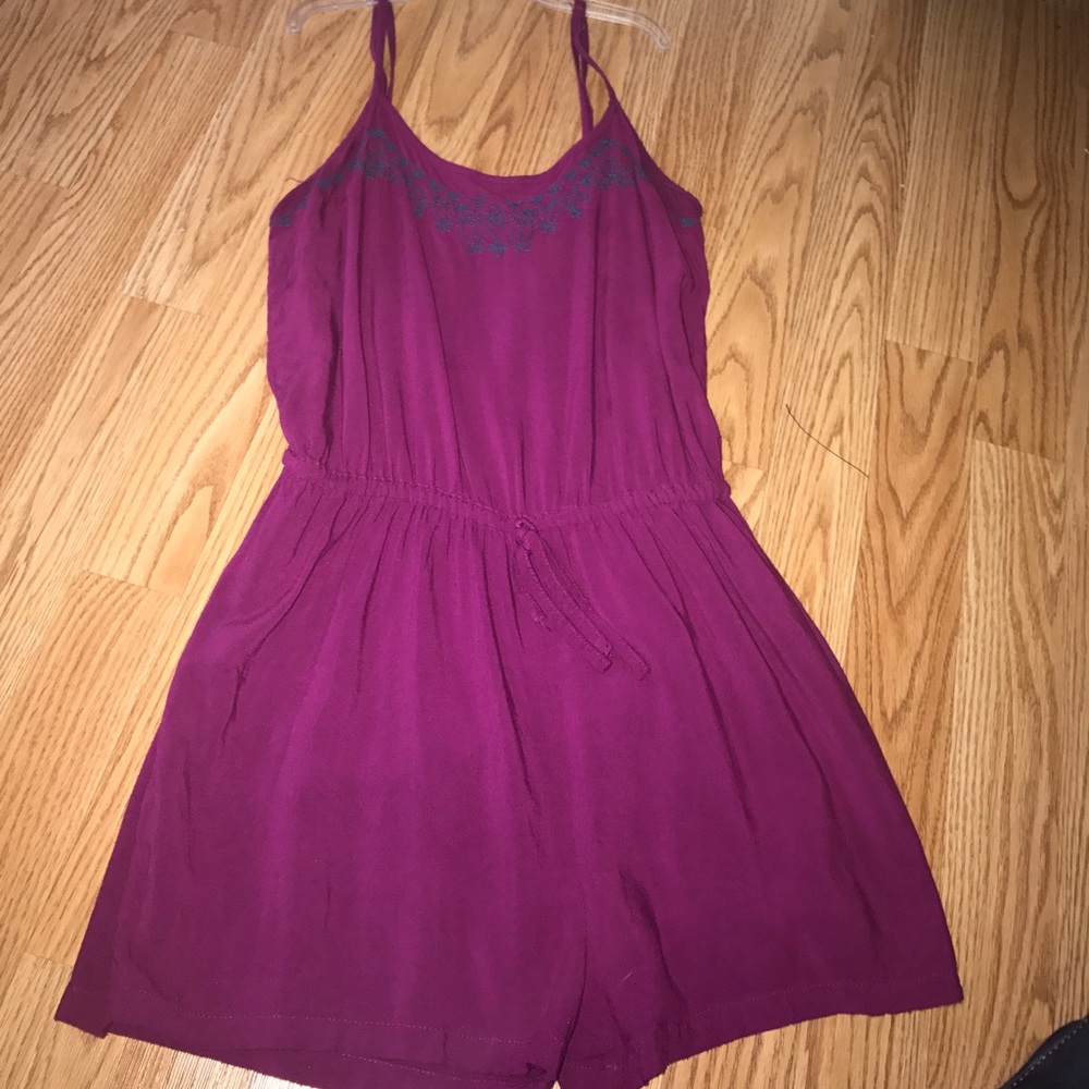 Pink embroided romper