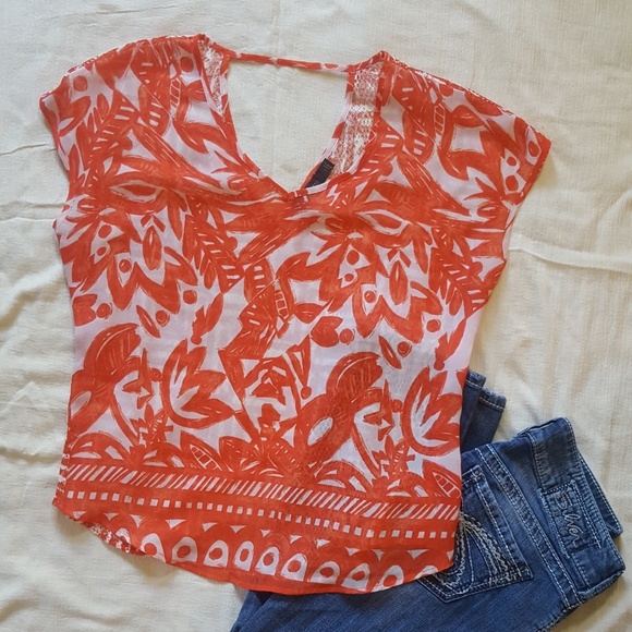 The Limited Tops - The Limited Sheer Floral Tunic