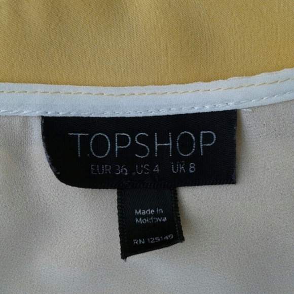 Topshop Golden Yellow and White Flowy Top Size 4 - Picture 3 of 8