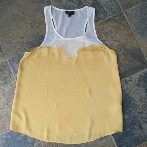 Topshop Golden Yellow and White Flowy Top Size 4 - Picture 4 of 8
