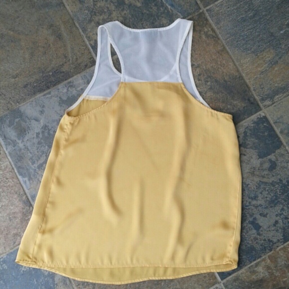 Topshop Golden Yellow and White Flowy Top Size 4 - Picture 5 of 8