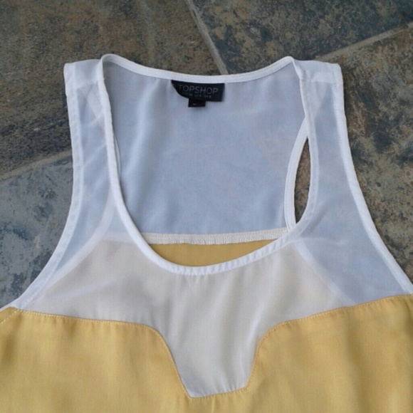 Topshop Golden Yellow and White Flowy Top Size 4 - Picture 6 of 8
