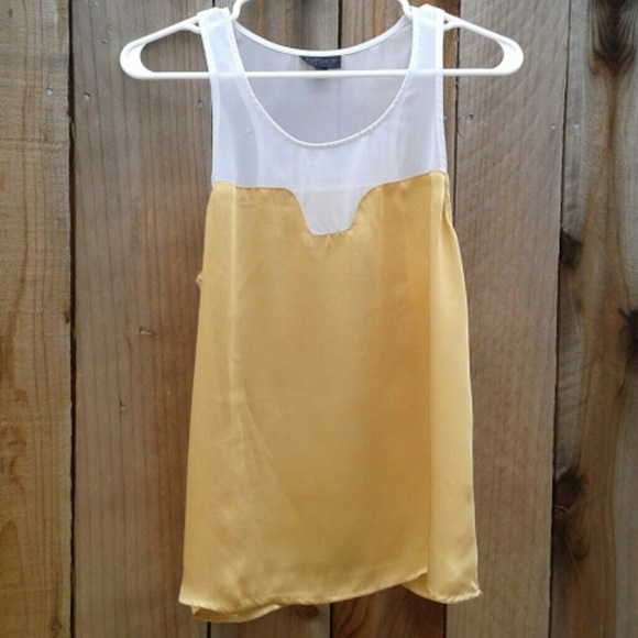Topshop Golden Yellow and White Flowy Top Size 4 - Picture 7 of 8