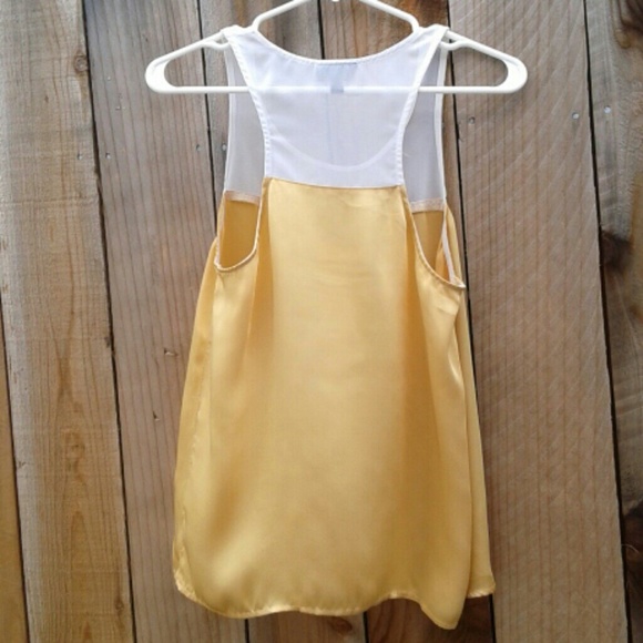 Topshop Golden Yellow and White Flowy Top Size 4 - Picture 8 of 8