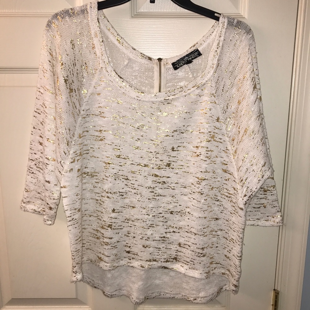 Almost Famous Gold and White Top