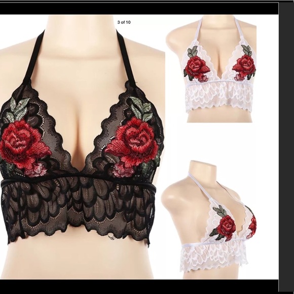 ✅✅🌹LAST 1🌹🔥HOT DEAL🔥Embroidered Lace Crop Top - Picture 3 of 4