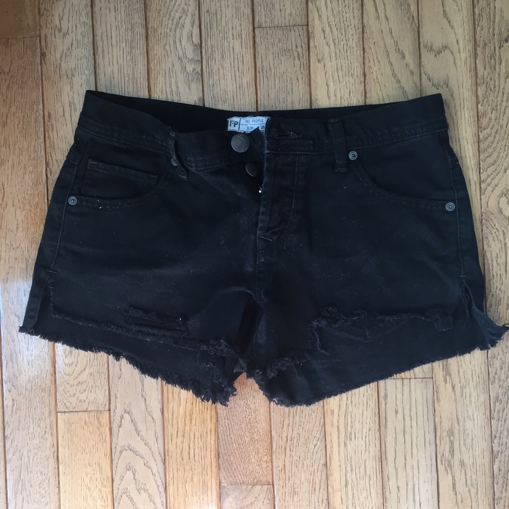 Free People black jean shorts