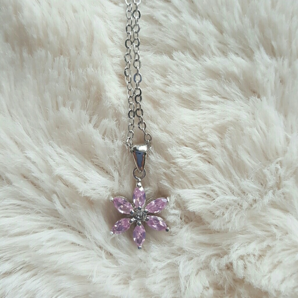 Pink Flower Pendant Necklace