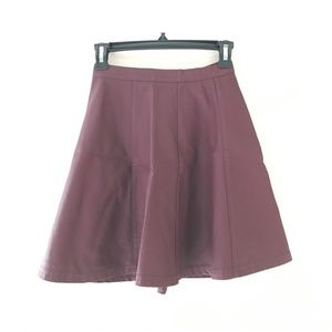 Maroon faux leather skater skirt