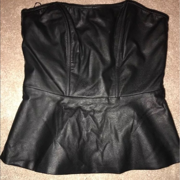 EXPRESS leather strapless peplum top - Picture 1 of 2