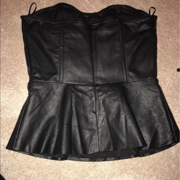 EXPRESS leather strapless peplum top - Picture 2 of 2