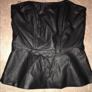 EXPRESS leather strapless peplum top