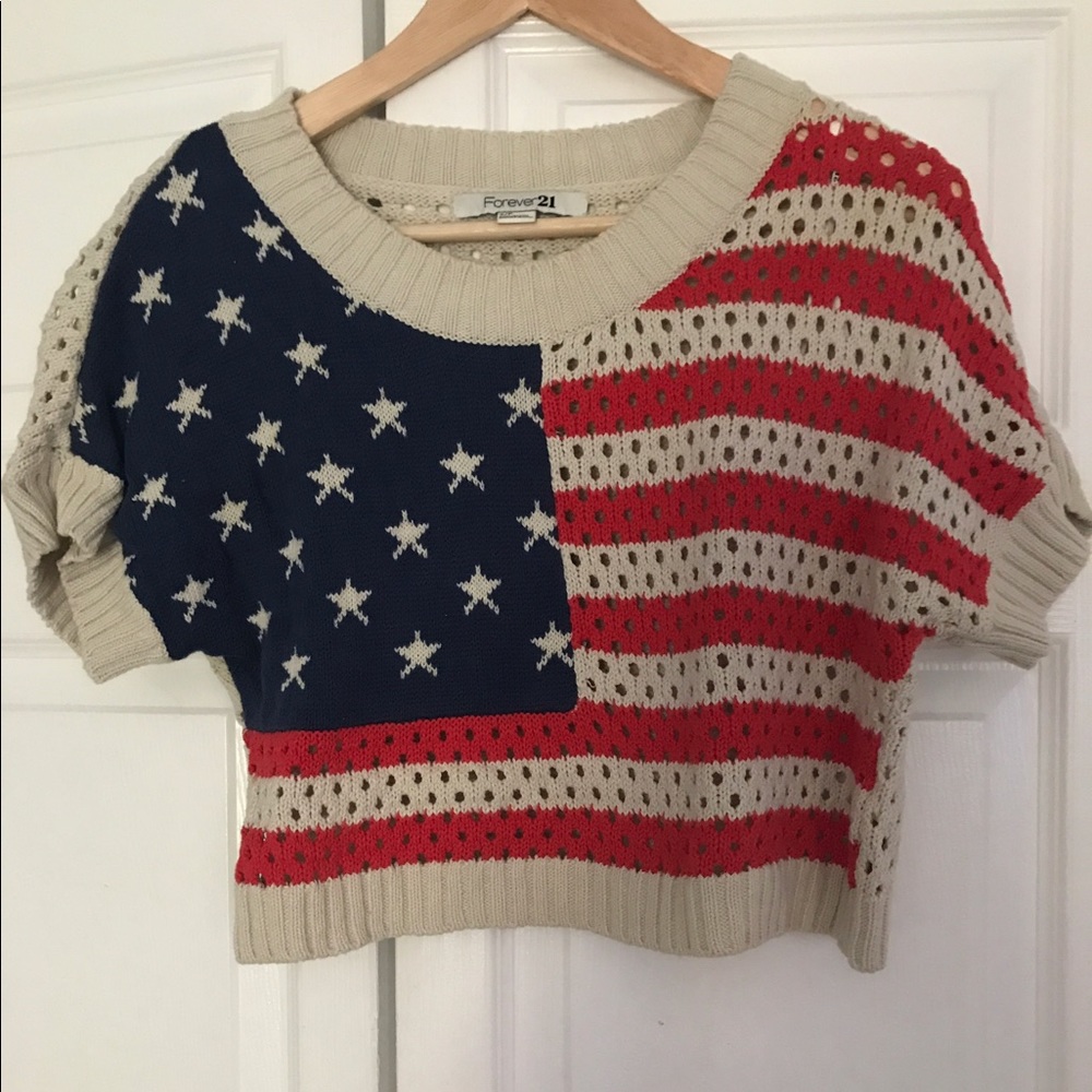 American Flag Crop Top