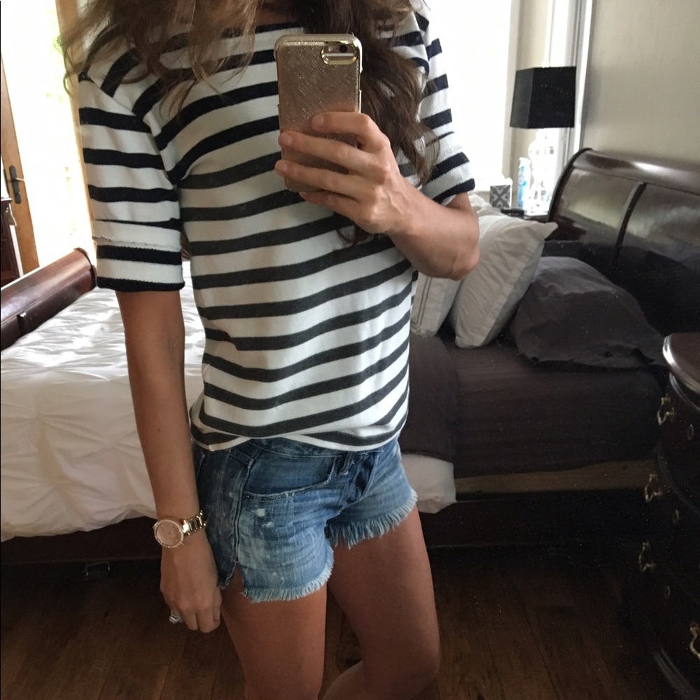 J. Crew XXS sweatshirt. Navy and dark gray stripes