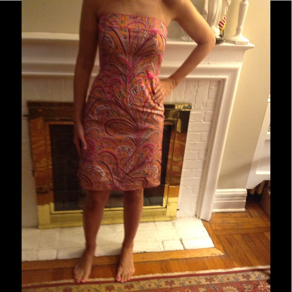 J. Crew Multi Color Strapless  lined dress size 6