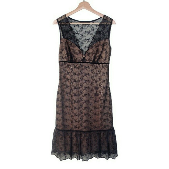 A.B.S. Allen Schwartz Dresses & Skirts - A.B.S. Evening Black illusion Dress Lace Taffeta