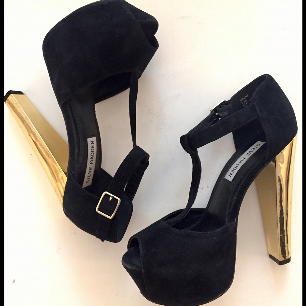 Black and gold Steve Madden heels