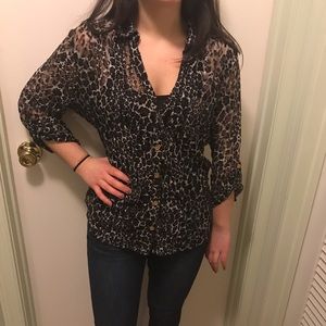 Leopard/Cheetah Print Button Up Shirt