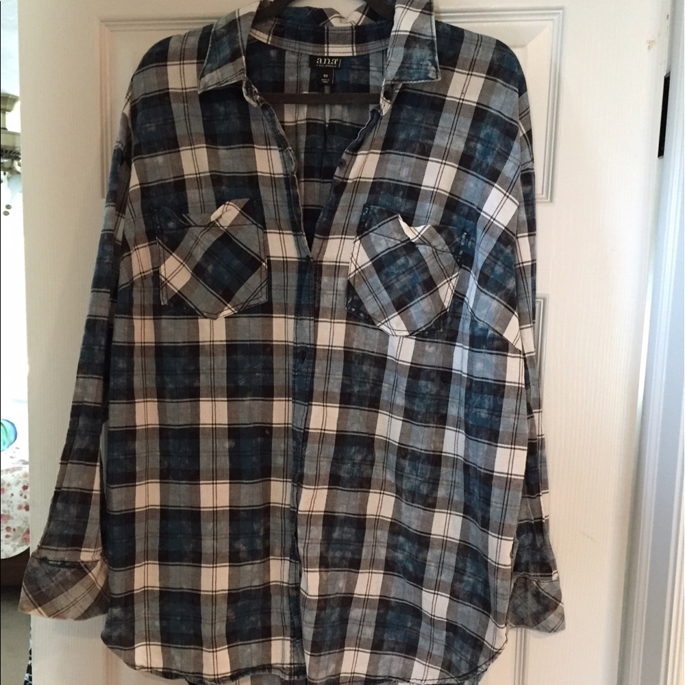 A.N.A long sleeved plaid button up shirt. Size 0X