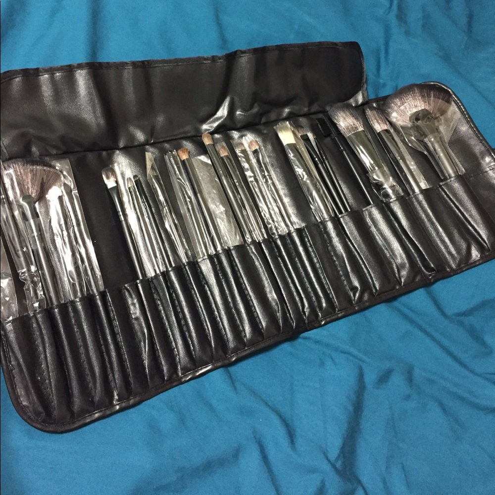 Makeup brushes plus case