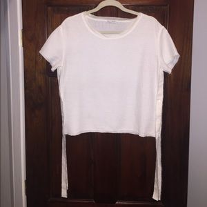 White Short Sleeved Top; gross grain detailing.