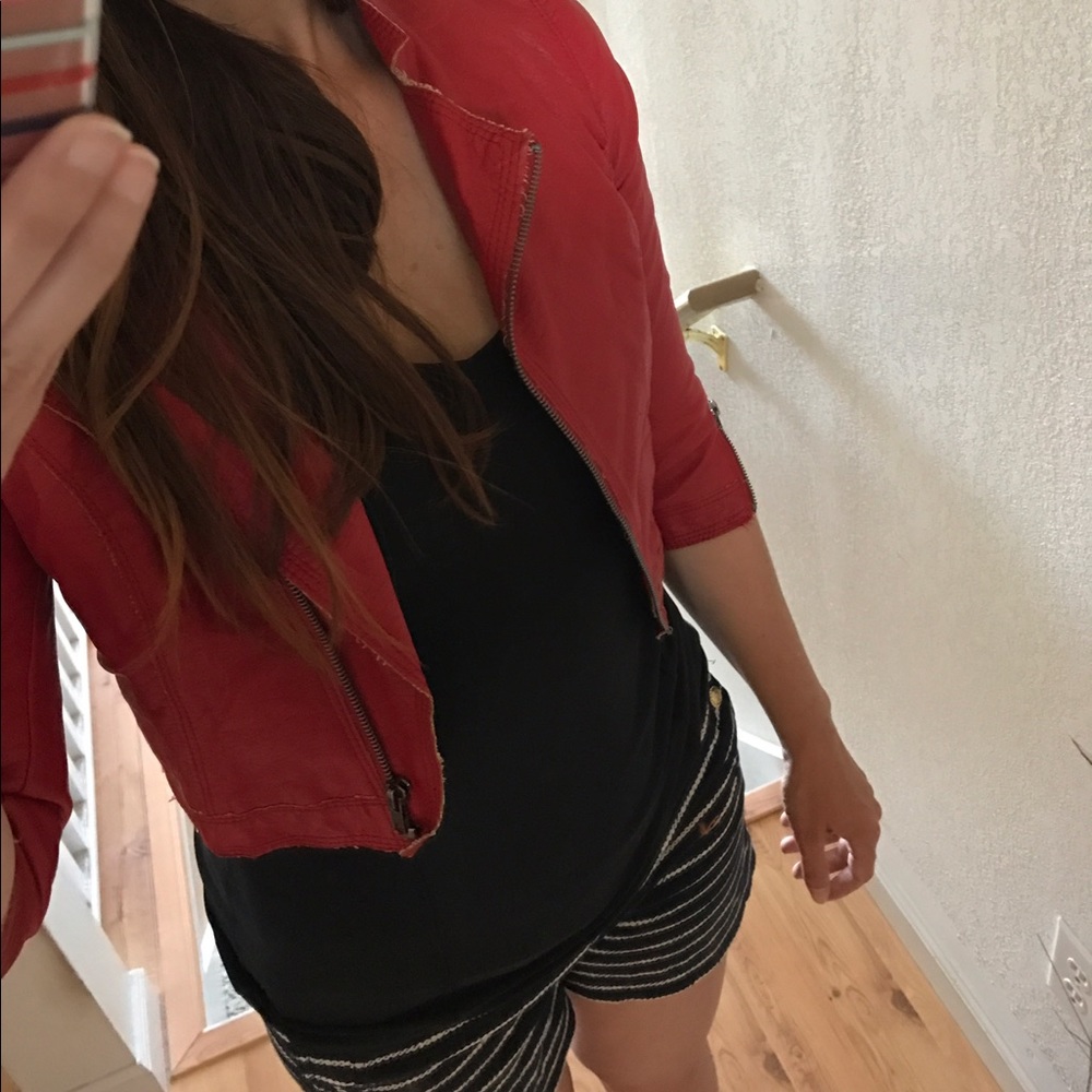 Faux leather bolero jacket