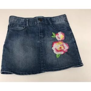 Baby Gap Embroidered Flower Denim Jean Skirt