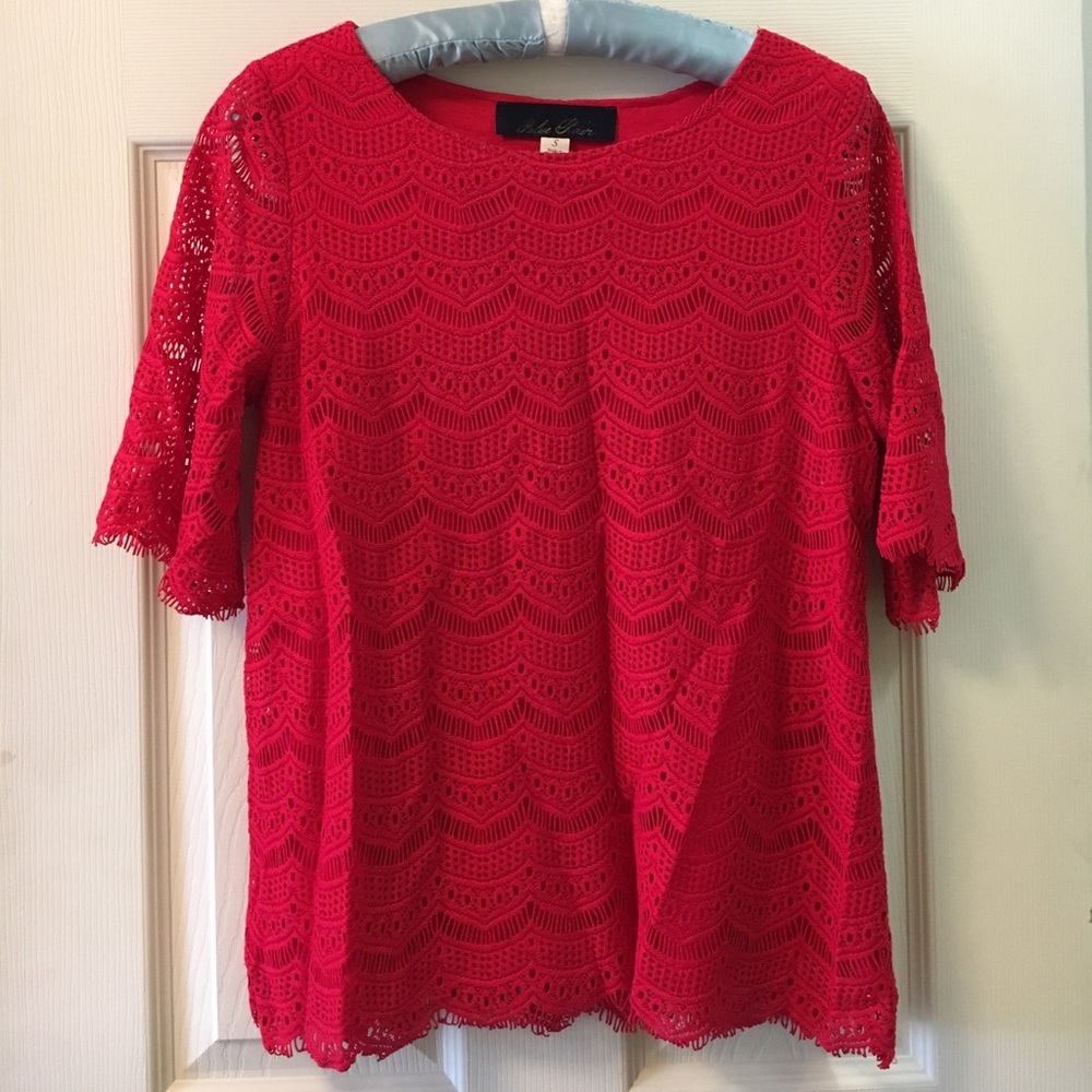 Blue Rain Short Sleeve Lace Top