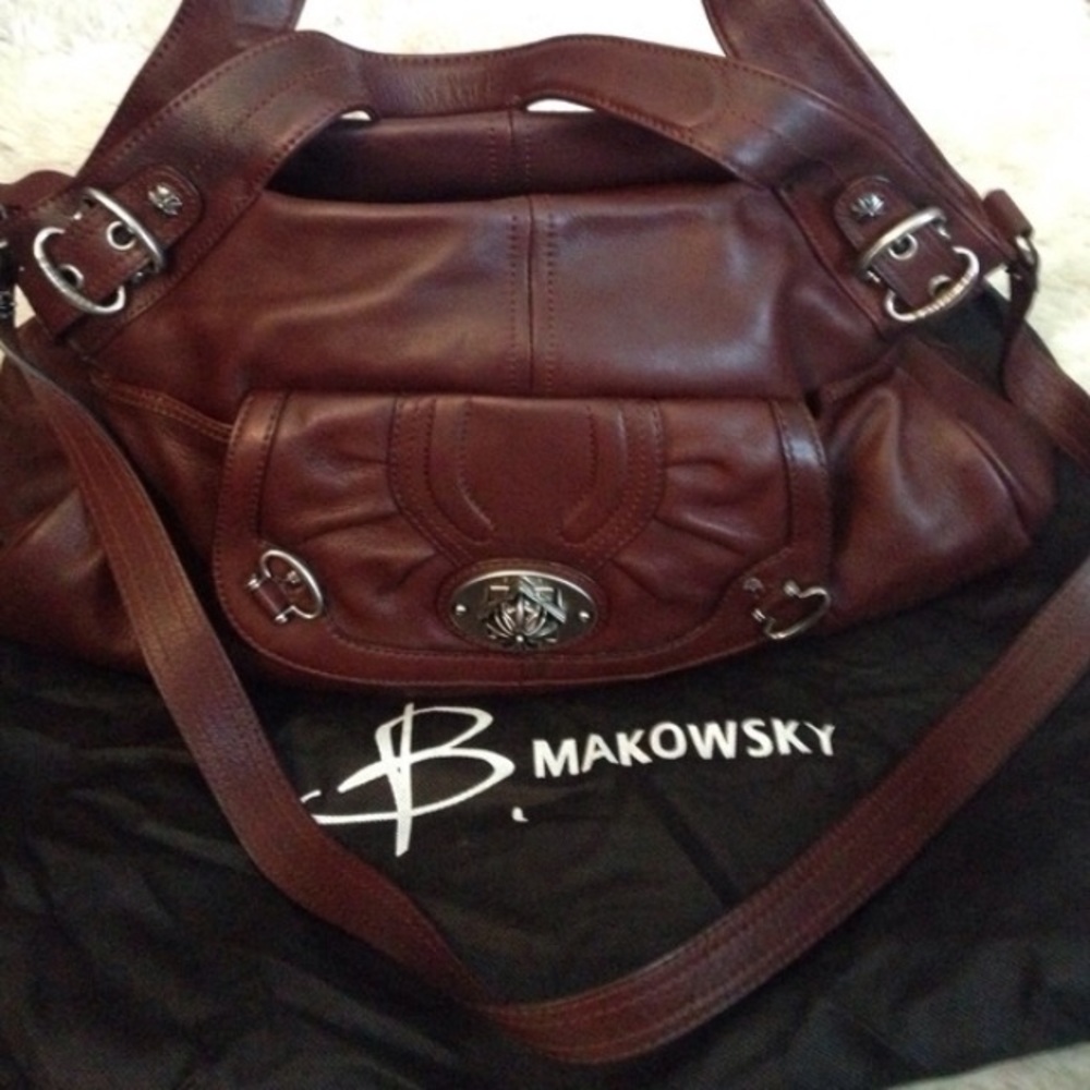 Brown leather B makowsky handbag