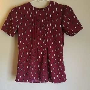 Modcloth Circus Brand Penguin Burgundy Blouse Top