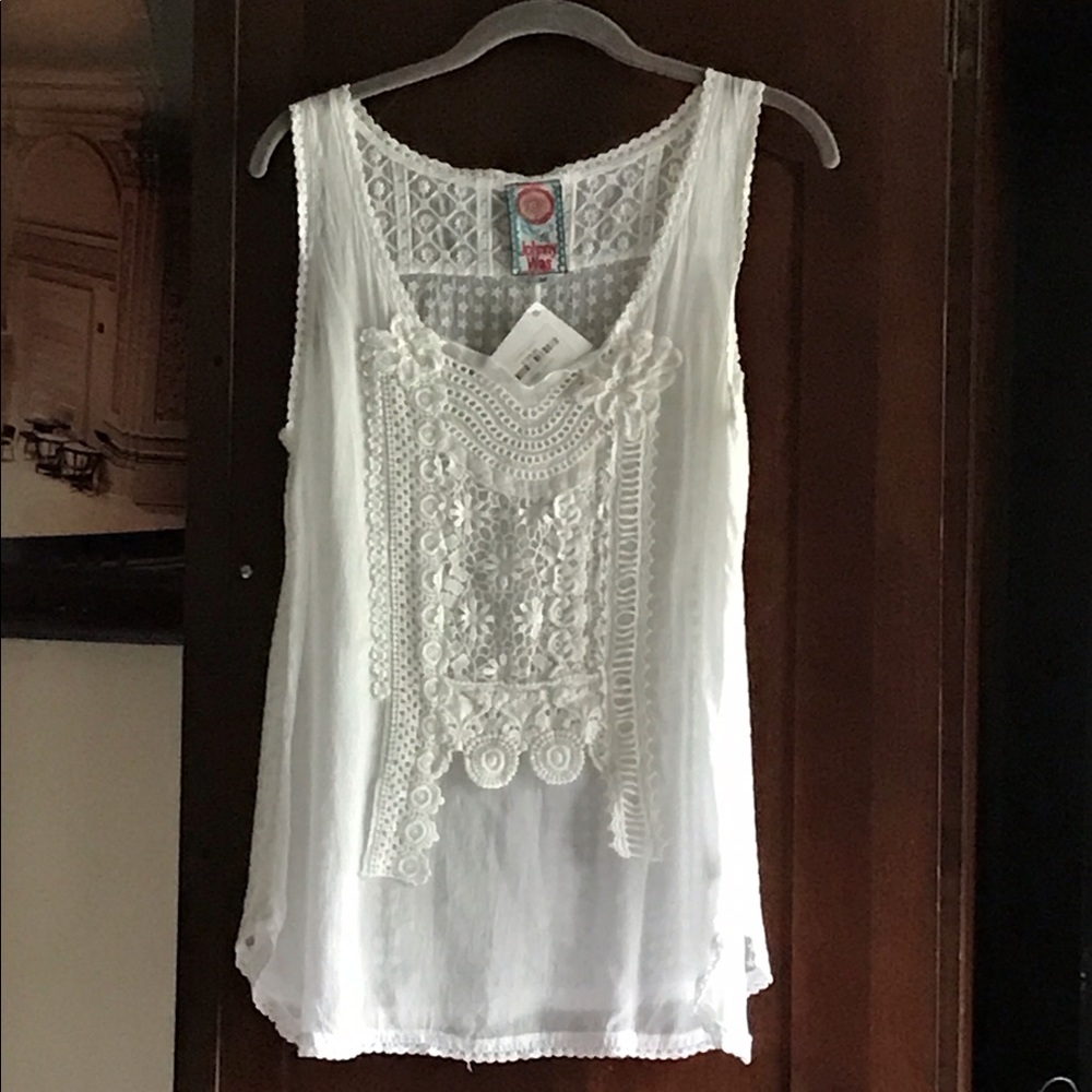 Johnny Was Medium White Top Tags Never Worn FINAL