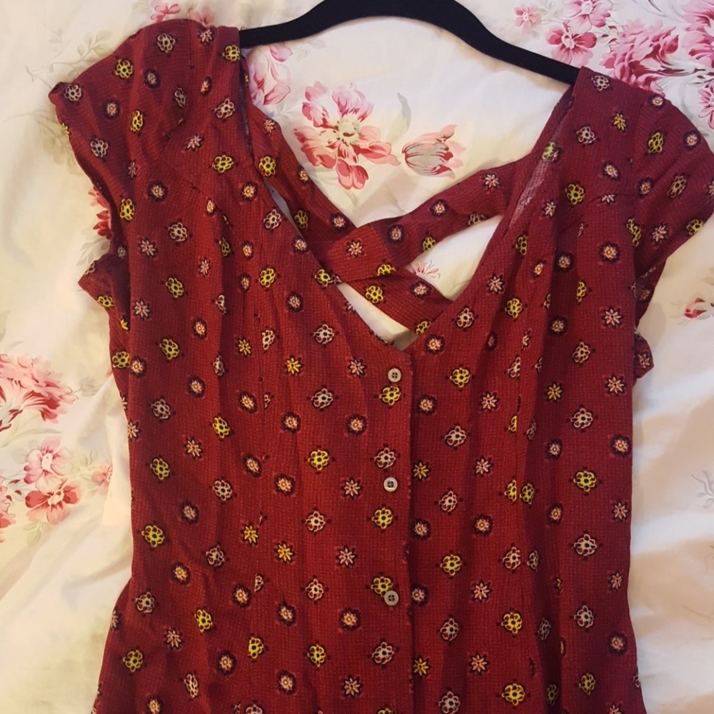 Maroon Floral Dress