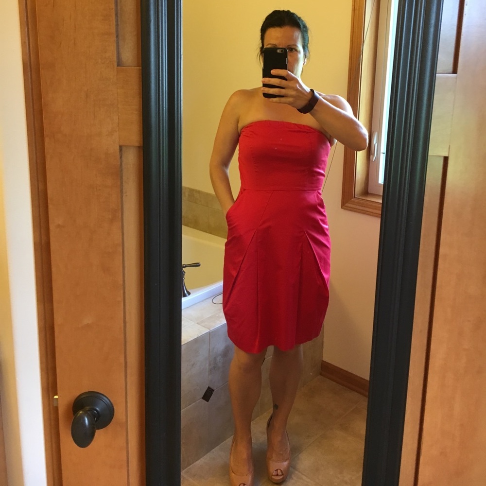 The Limited red strapless dress size 6