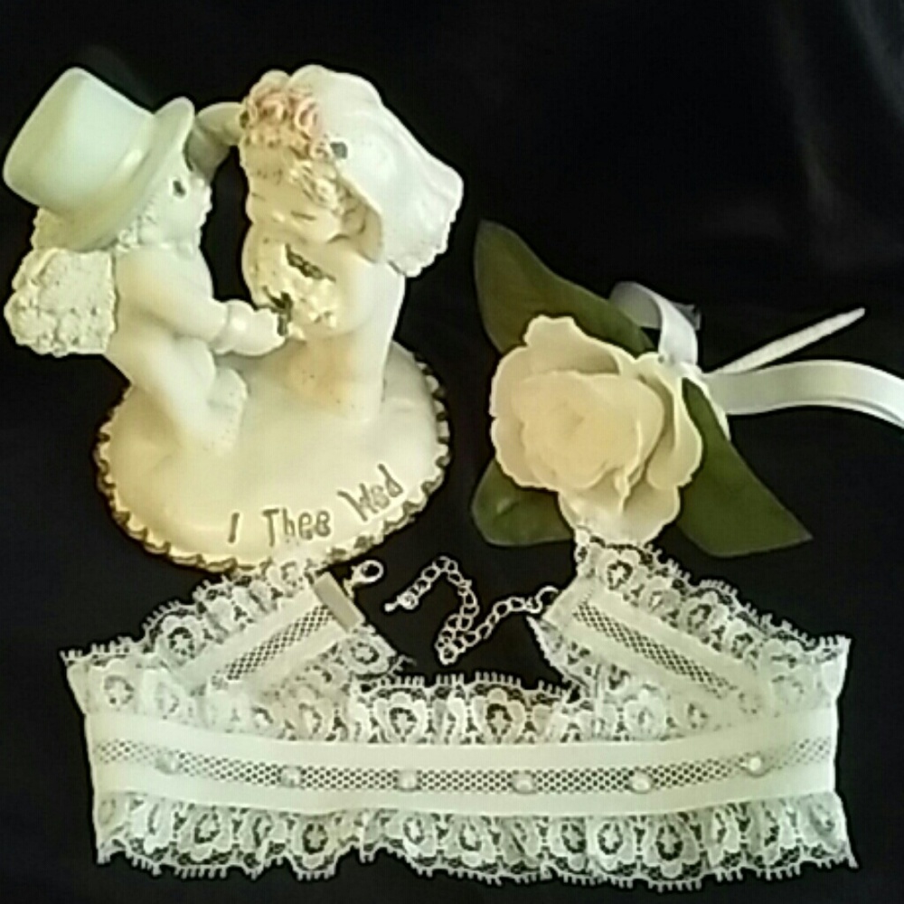 White Rhinestone Lace Choker - Wedding