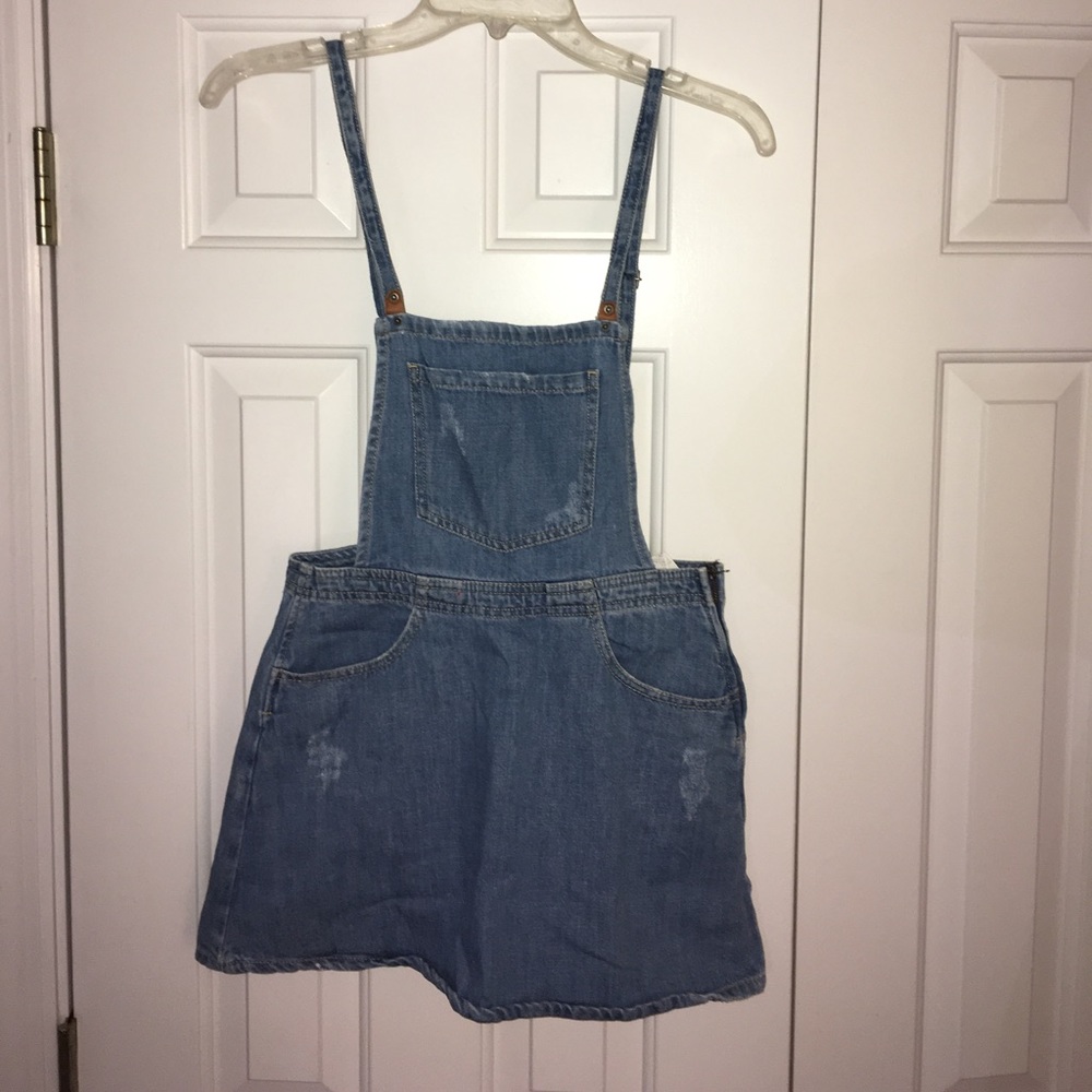 Semi distressed overall dress
