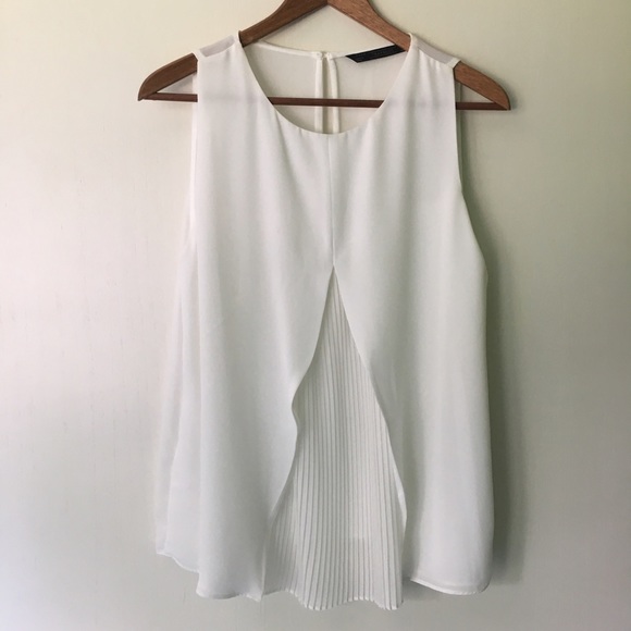 Zara Tops - Zara Trafaluc // Pleated Shift Tank - white