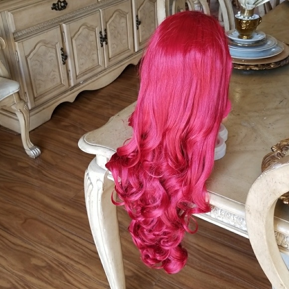 Red Beauty LaceFront Wig 22-26 inches!! Amazon.com : Cloudeer 26 Inch Red Human Hair Lace Front Wigs  main image 3