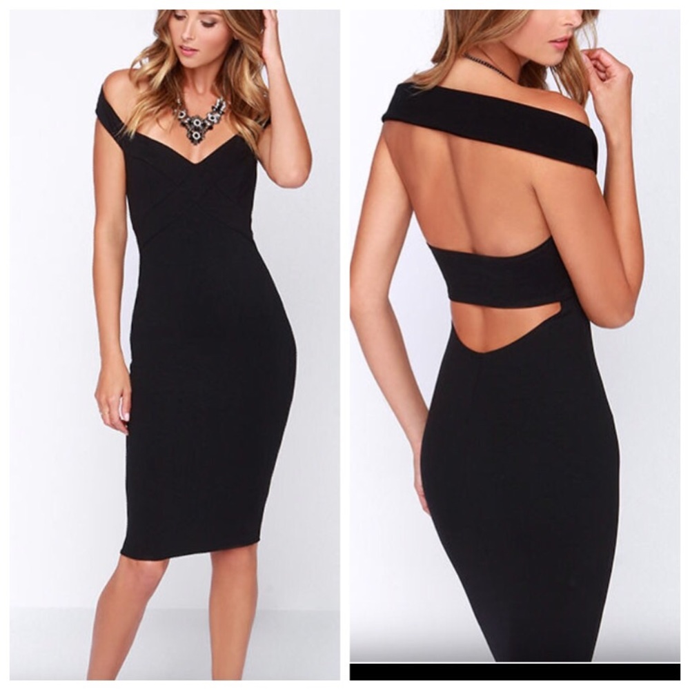 Lulus midi black off the shoulder dress