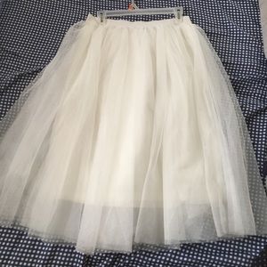 White tulle midi skirt