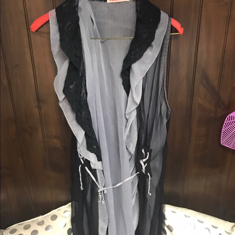 worn once sleeveless sheer lace  cover up