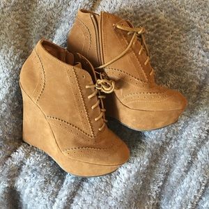 Tan Suede Lace Up Booties