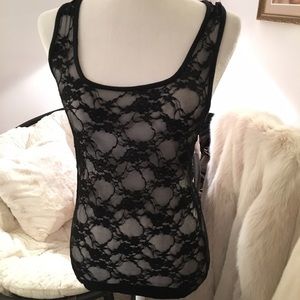 ⚜️ FOREVER21 see through black mesh Lace tank top