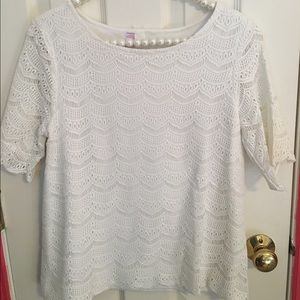 Francesca's White Lace Top Size Medium