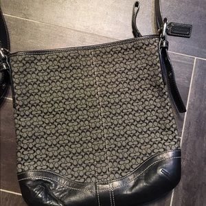 Coach Adj Strap Bag. 11"X11" Black and White